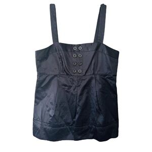 Marc By Marc Jacobs Black Satin Babydoll Empire Waist Tank Top Blouse Y2K Style